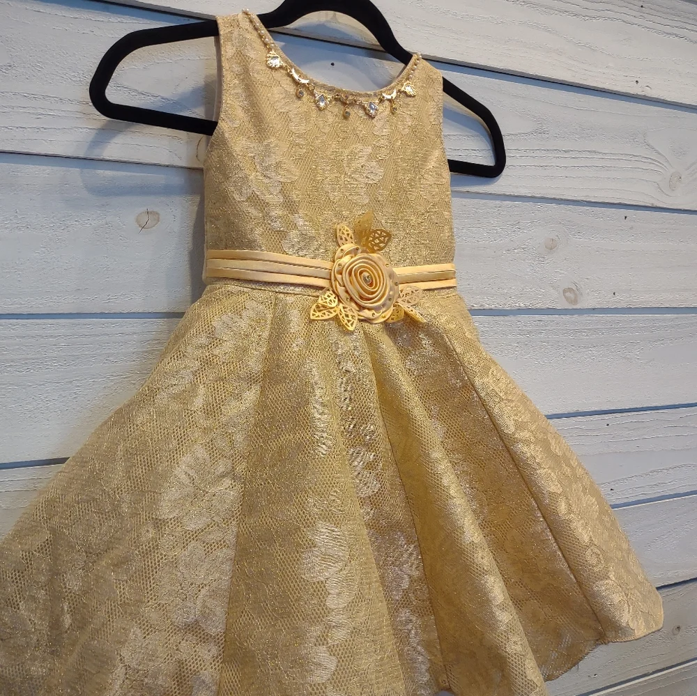 Moni girl's gold dress